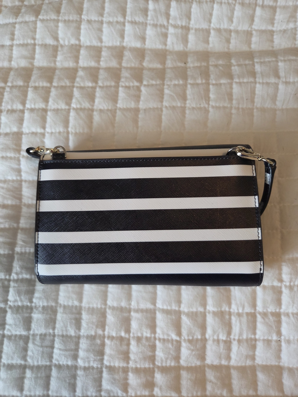 kate spade Laurel Way Winni Black & White Stripe Crossbody Wallet - Picture 3 of 9